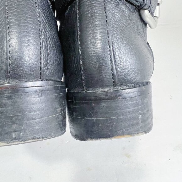 Fossil Black Pebbled Leather Riding Boots Knee High Boots Old Money Size 10 - Picture 9 of 9